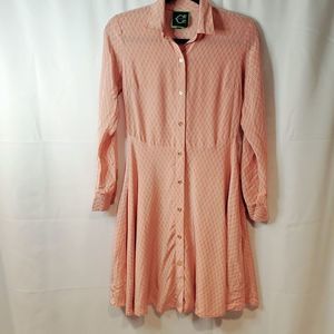 WONDER Coral Long-sleeved Button-down Dress